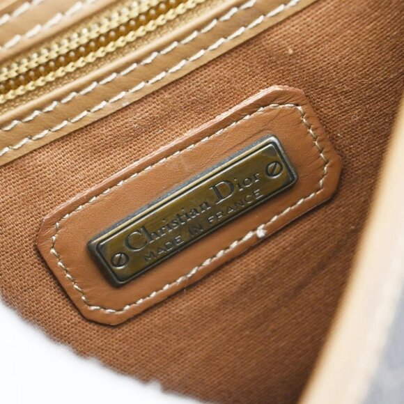 CHRISTIAN DIOR Logo Honeycomb Mini Shoulder Bag PVC Leather Brown GHW - Picture 9 of 13